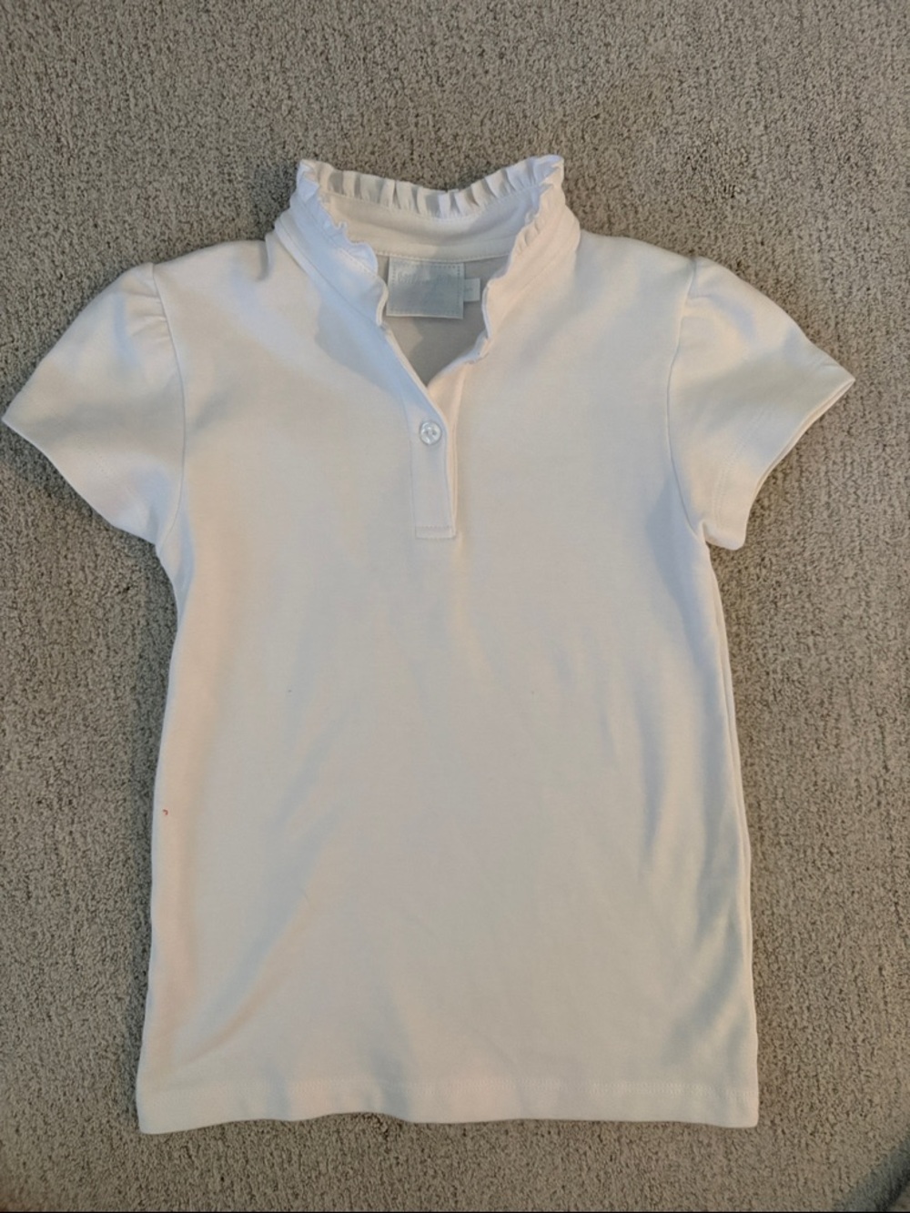 Little English White Ruffle-Collar Polo Shirt